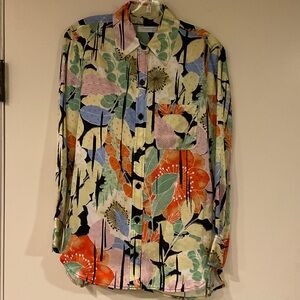 Equipment Femme Silk “Bradner” Multicolor Floral Button Down Blouse